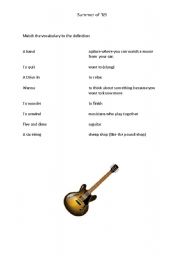 English Worksheet: Summer of 69 gapfill and worksheet