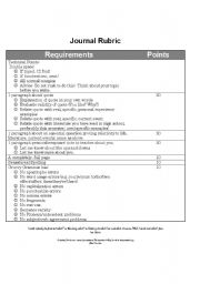 English Worksheet: Journal Rubric