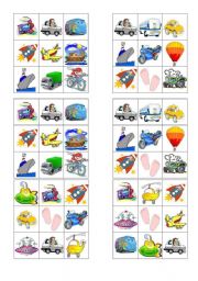 English Worksheet: transport bingo