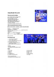 English Worksheet:  Somebody to love by Glee