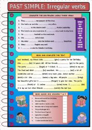 English Worksheet: PAST SIMPLE: IRREGULAR VERBS (WB version and KEYS included)