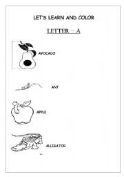 English worksheet: The Alphabet - Letter A