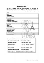 English worksheet: susanas party