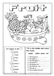 English Worksheet: Fruit