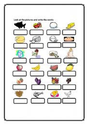 look  at the pictures then write the word 