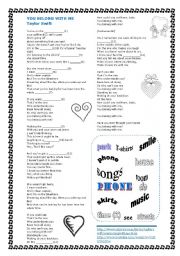 English Worksheet: Song Belong with me by Taylor Swift with keys