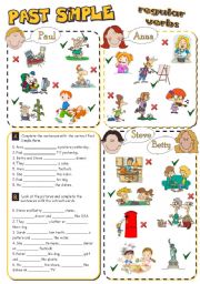 English Worksheet: PAST SIMPLE - regular verbs *2 pages, 8 tasks*