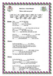 English Worksheet: Where wild roses grow