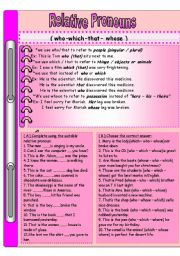 English Worksheet: RELATIVE PRONOUNS