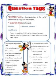 English Worksheet: QUESTION TAGS