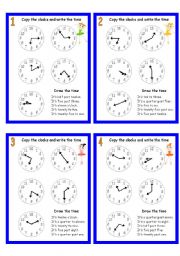 English Worksheet: CLOCK CARDS