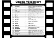 English Worksheet: Cinema and film vocabulary - a matching activity with key, fully editable