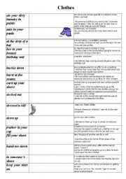 English Worksheet: clothes idioms