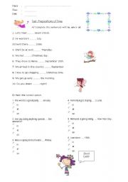 English Worksheet: Prepositions of Time