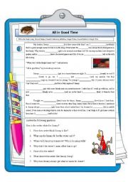 Mixed Tenses Gap Activity and Reading Comprehension