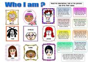 English Worksheet: WHO I AM? PHYSICAL DESCRIPTION