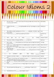 English Worksheet: Colour Idioms - Part 2