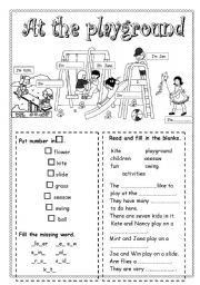 English Worksheet: At the playground