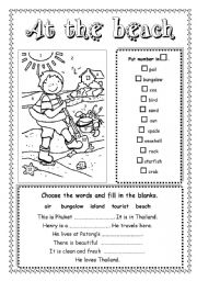 English Worksheet: At the beach