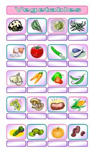 English Worksheet: Vegetable pictionary