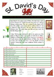 English Worksheet: St Davids Day