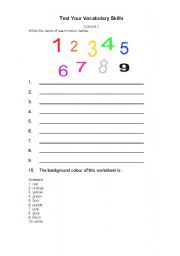 English worksheet: colors