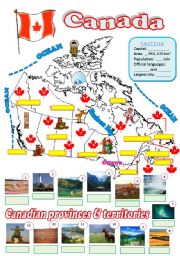 English Worksheet: Map of Canada - 2 (fully editable)