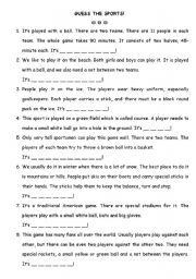 English Worksheet: Guess the Sport
