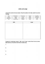 English worksheet: Little and Large synonyms