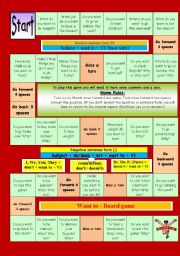 English Worksheet: Want to - board game