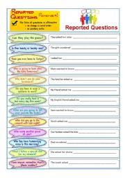 English Worksheet: Reported questions