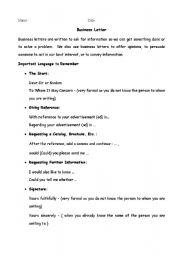 English Worksheet: Business Letter