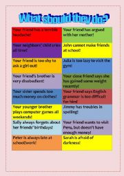 English Worksheet: what should they do?