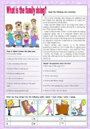 English Worksheet: What is the family doing?