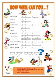 English Worksheet: HOW WELL CAN YOU ....? -talking about performances