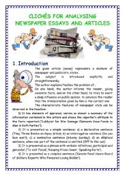 English Worksheet: Cliches for Analyzing Newspaper Essays and Articles