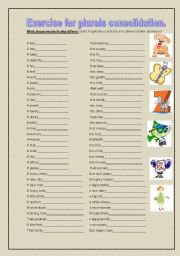 English Worksheet: PLURALS OF NOUNS+this-this, that-those practice