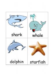 English Worksheet: Under the Sea Flash Cards (set of 12)