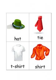 English Worksheet: Clothes Flash Cards Set 1 (12 cards)