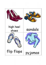 English Worksheet: Clothes Flash Cards Set 2 (8 cards)