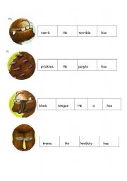 English Worksheet: sequence gruffalo sentences