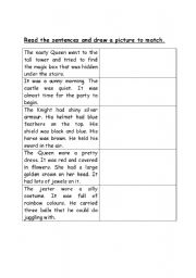 English worksheet: castle sentences