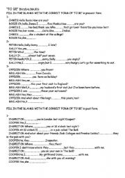 English Worksheet:  TO BE  DIALOGUES