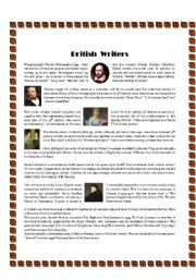 English Worksheet: British Writers