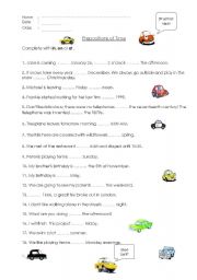 English Worksheet: Prepositions of Time