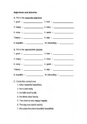 English Worksheet: Adjectives and Adverbs