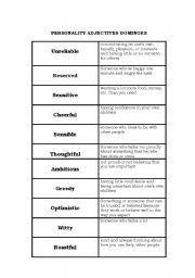 PERSONALITY ADJECTIVES DOMINOES