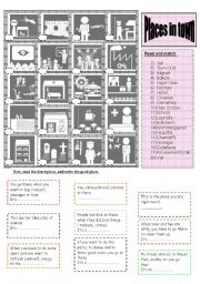 English Worksheet: places in town