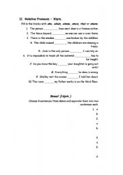 English Worksheet: relative clauses