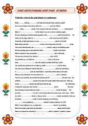 English Worksheet: Past simple or continuous. Write the correct tense.